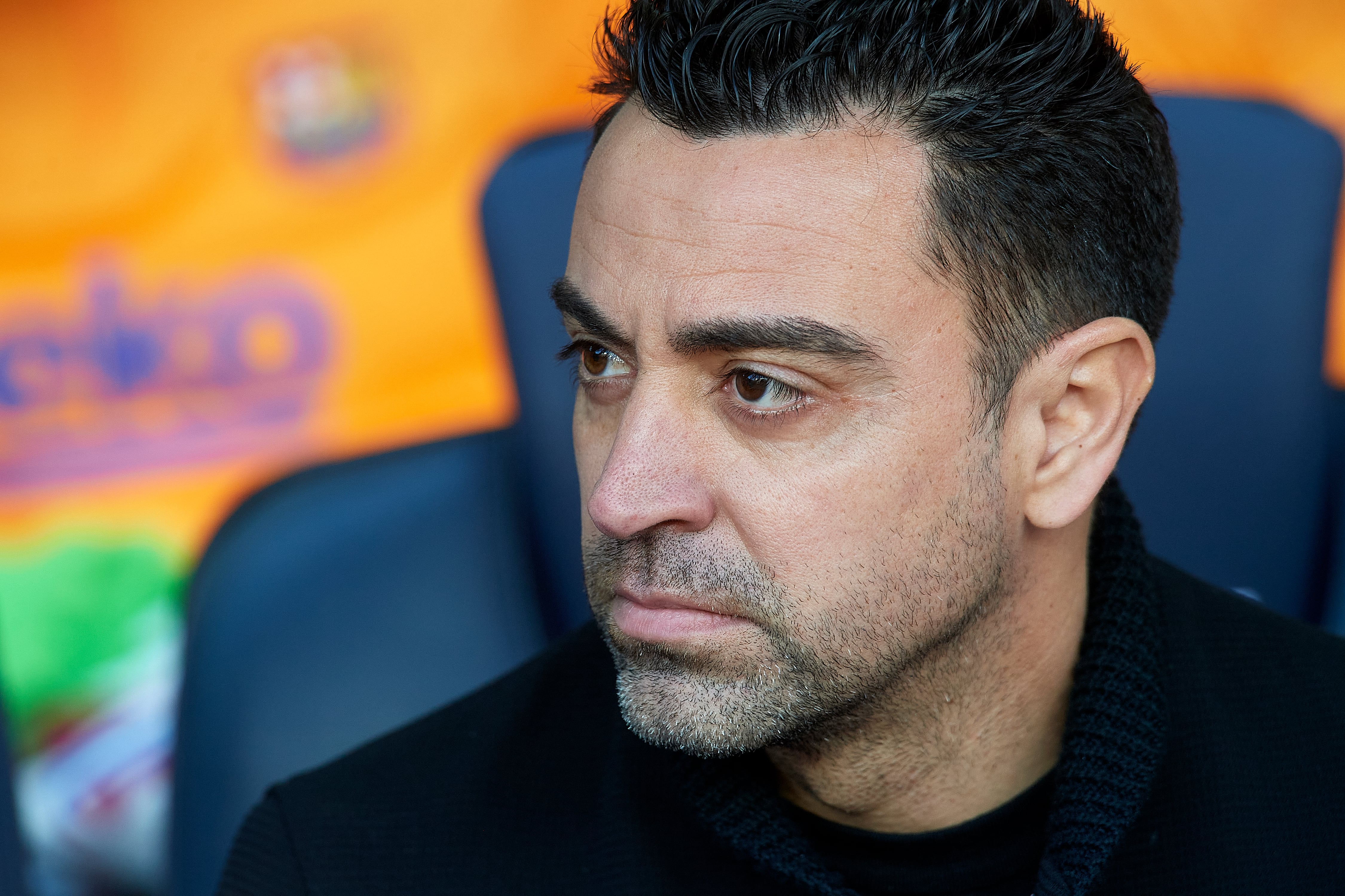 Xavi Hernández, durante el partido contra el Atlético de Madrid