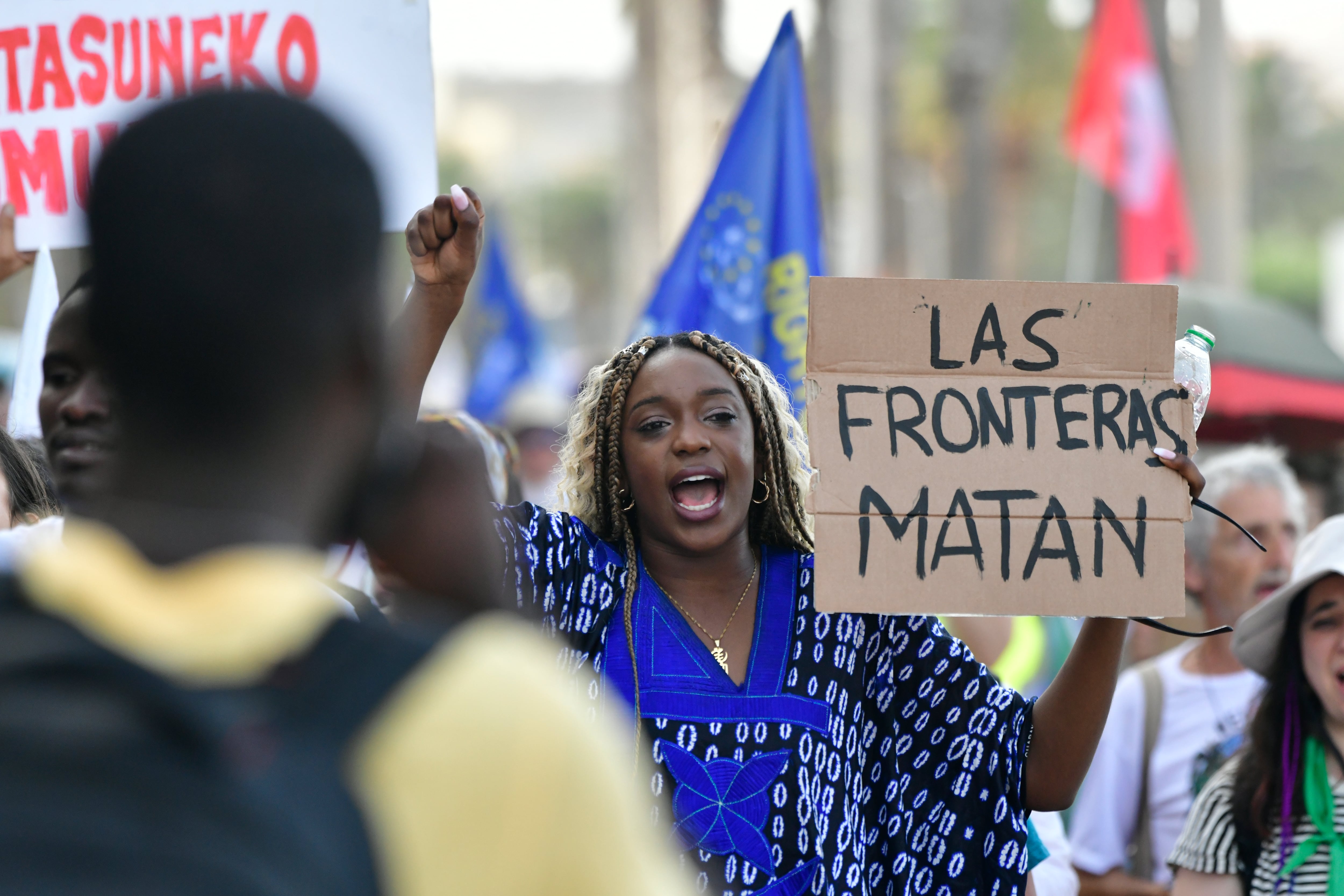 La activista Quinndy Akeju durante una manifestación en una imagen de archivo