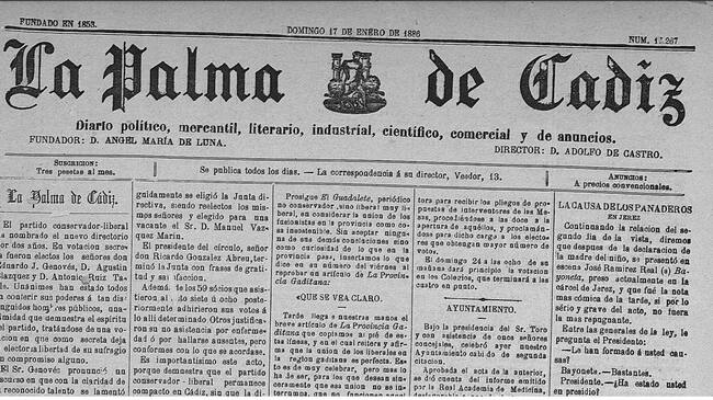Cabecera de La Palma de Cádiz, dirigido por Adolfo de Castro.