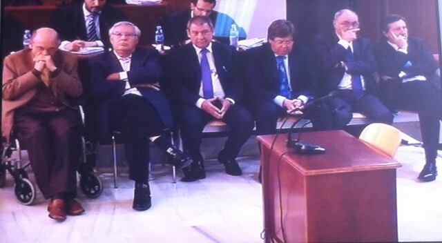 Els acusats pel cas de l'Hotel del Palau, l'ultim dia de judici: Fèlix Millet, Jordi Montull, Carles Díaz, Ramon Garcia Bragado, Ramon Massaguer i Enric Lambies