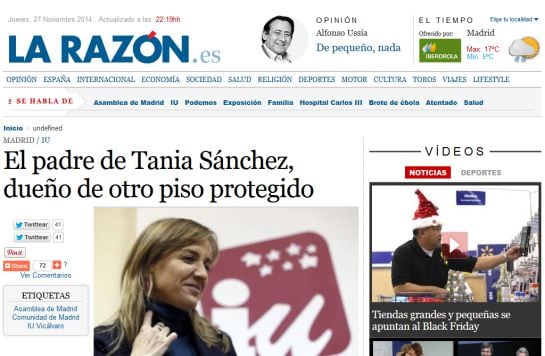 Captura de la noticia falsa publicada por &#039;La Razón&#039;, ahora eliminada