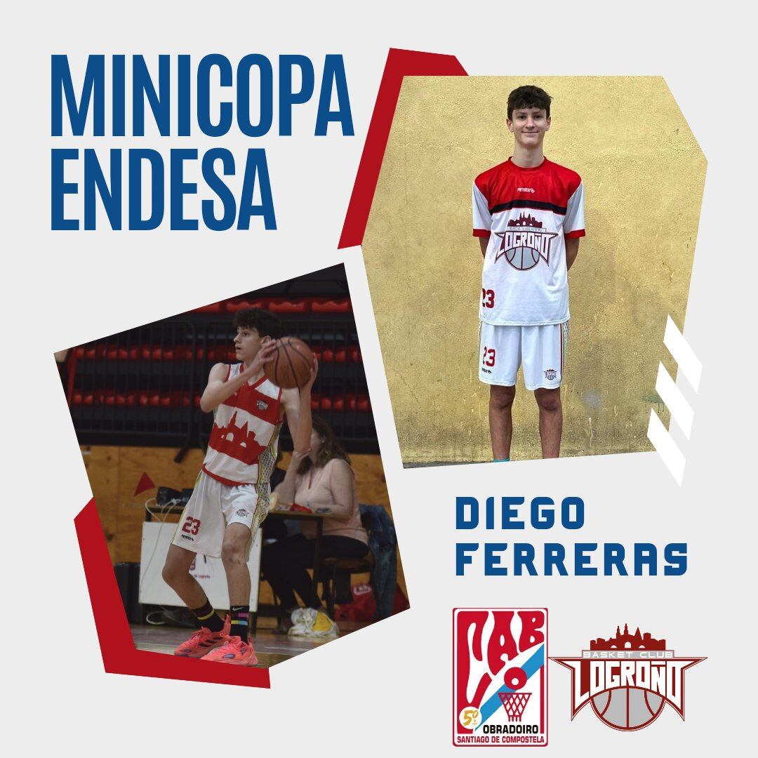 El jugador del Logrobasket, Diego Ferreras, en la Mini Copa Endesa 2022 con el Obradoiro.