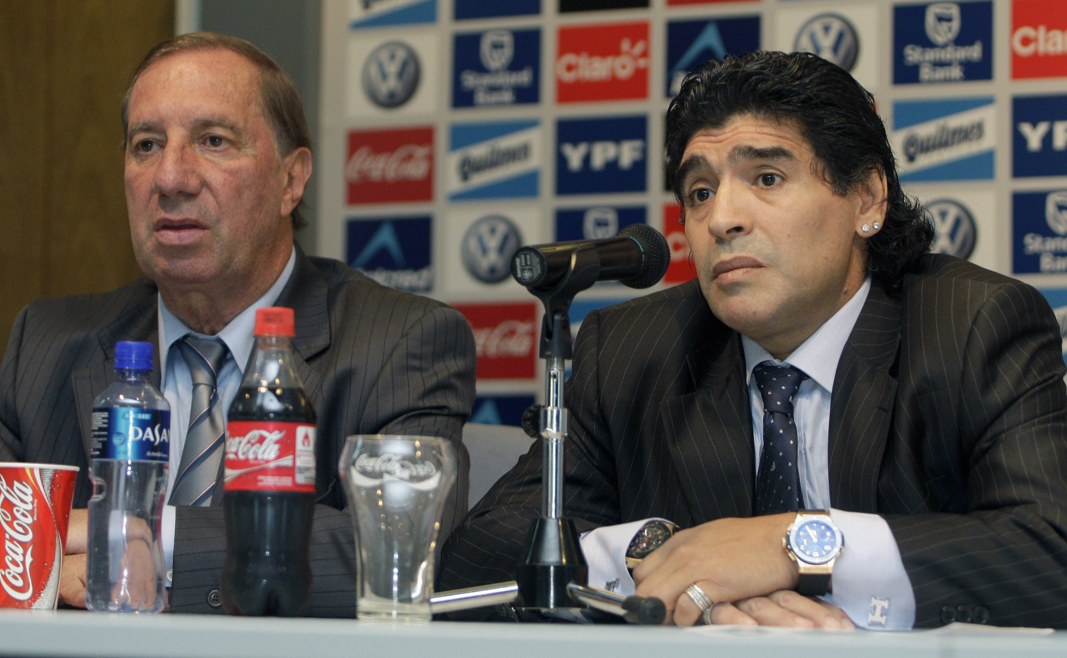 Diego Maradona, junto a Carlos Bilardo