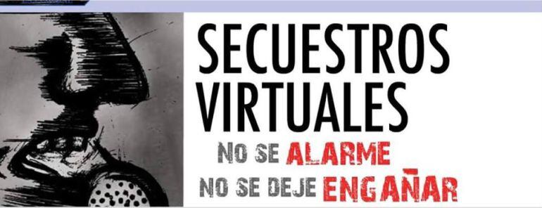 Imagen que está difundiendo la Policía Local de Alcobendas en redes sociales sobre los secuestros virtuales 