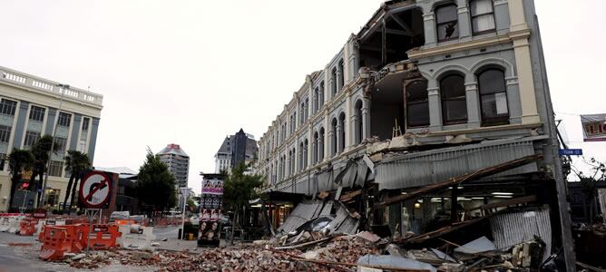 Vista de los destrozos causados por el terremoto en Christchurch (Nueva Zelanda)