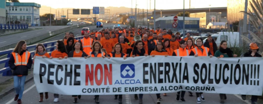 manifestación del comité de empresa de ALCOA