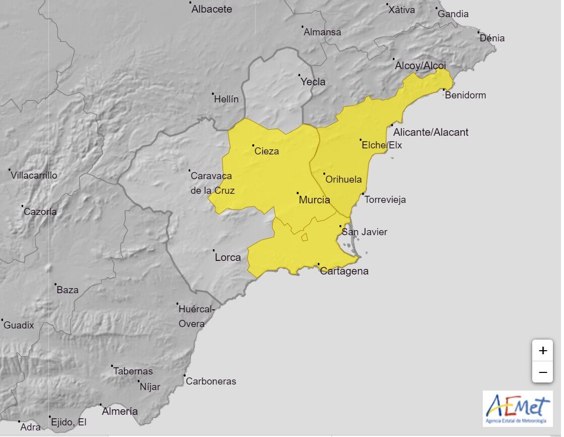 Aviso amarillo por tormentas en el Campo de Cartagena y Mazarrón