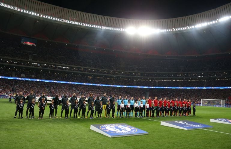 Imagen del Wanda Metropolitano en el estreno del nuevo estadio en la Liga de Campeones en el partido del Atlético de Madrid frente al Chelsea.