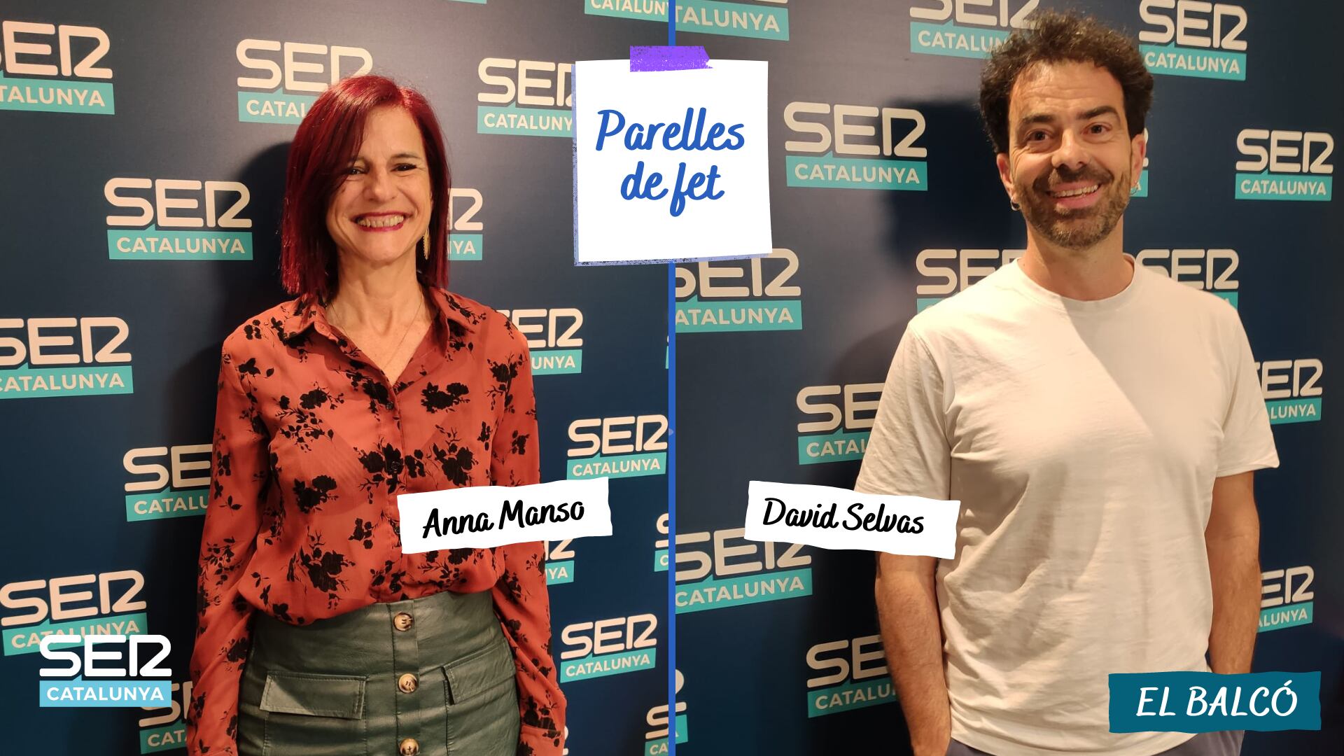 La guionista, Anna Manso, i l'actor, David Selvas, al Parelles de Fet de El Balcó