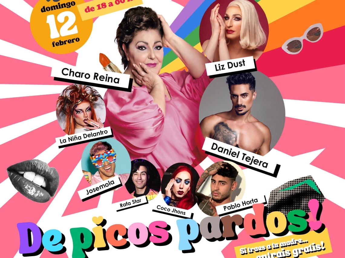 Cartel de la fiesta &quot;De Picos Pardos&quot; que se celebra este domingo en València, con la presencia de Charo Reina.