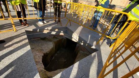 Detalle de los restos arquelógicos documentados en los trabajos de remodelación de la plaza