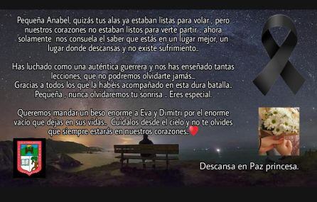 El colegio Navaliegos despide así a Anabel.