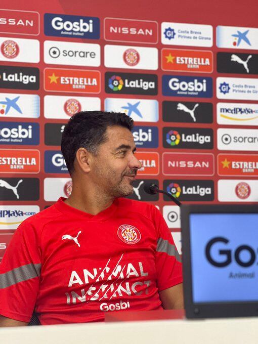 Míchel Sánchez a la roda de premsa prèvia a l'Almeria - Girona