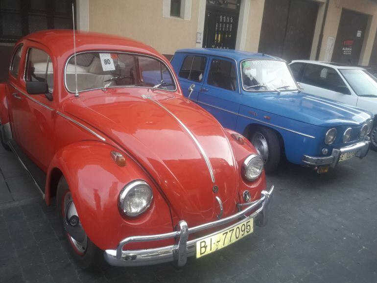 Algunos de los coches participantes en la concentración.