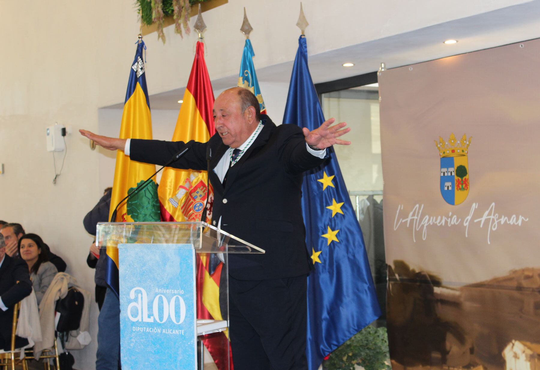 Jaume Pascual durant el seu discurs després del nomenament com a Fill Predilecte