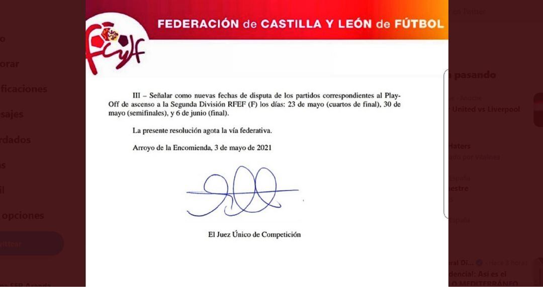 Nota del juez único de competición de la FCyLF.