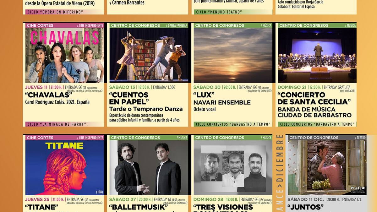 Teatro, literatura y música este mes de noviembre en el Otoño Cultural de Barbastro 2021