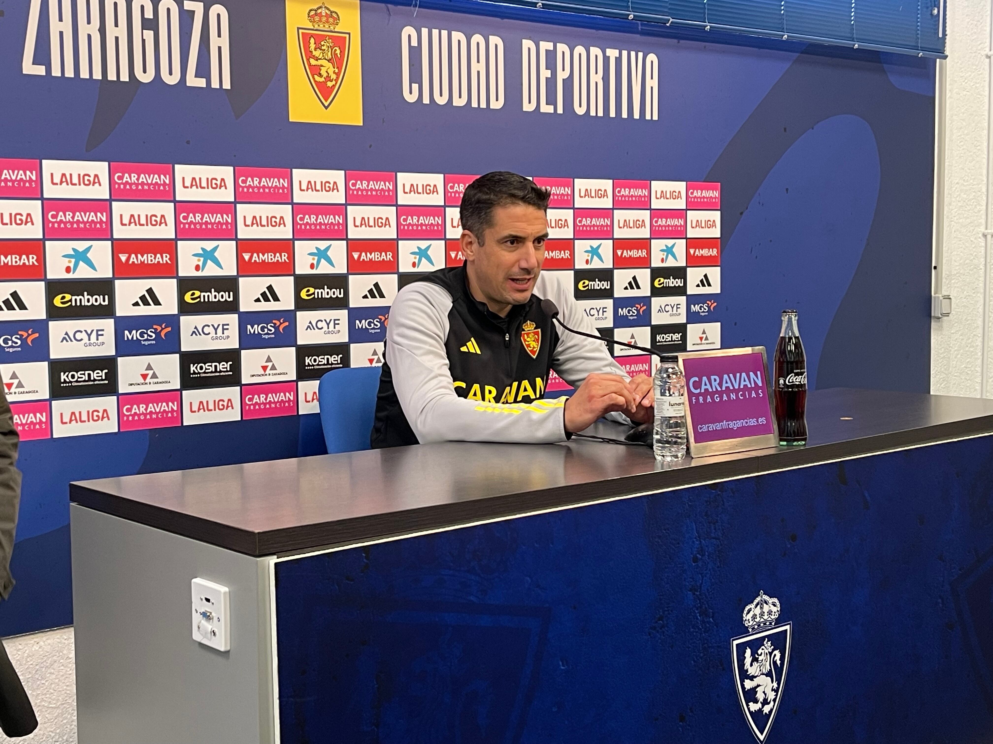 Julio Velázquez durante la rueda de prensa previa la partido de Albacete