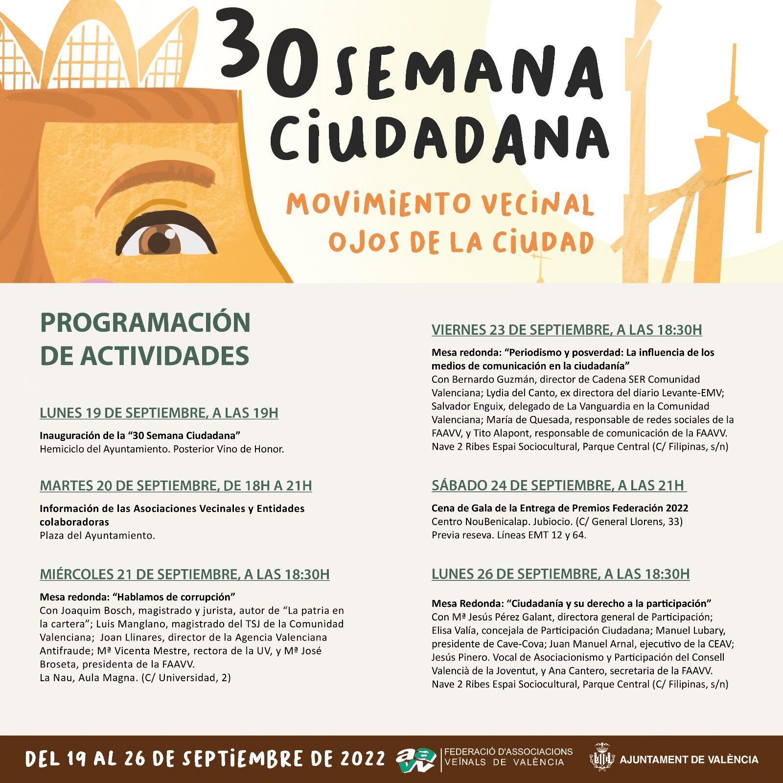 Esta es la programación de la 30º edición de Semana Ciudadana en València