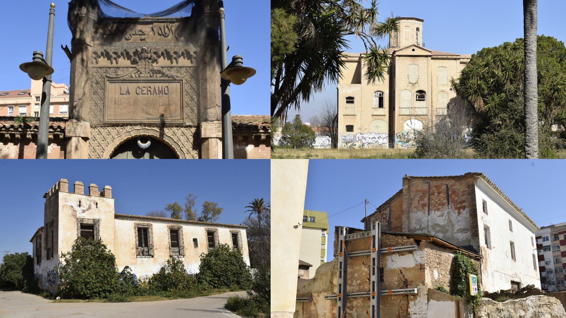 Los cuatro bienes protegidos de Benicalap que el Círculo por la Protección del Patrimonio pide que sean rehabilitados.