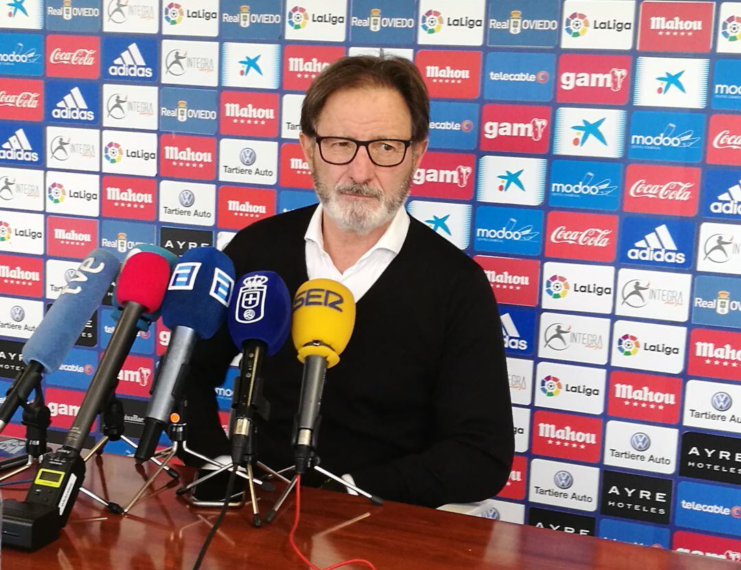 Anquela durante la rueda de prensa previa al partido contra la UD Las Palmas.