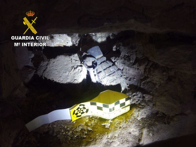 Una de las granadas de la Guerra Civil halladas en Guadalajara.