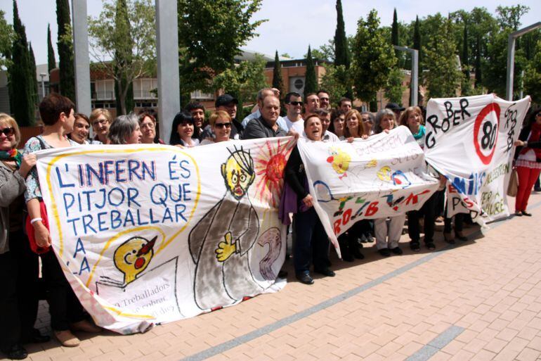 Manifestació de treballadors de la GROBER de Bescanó