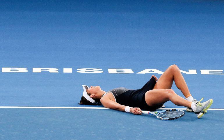 Garbiñe, sobre la pista de Brisbane