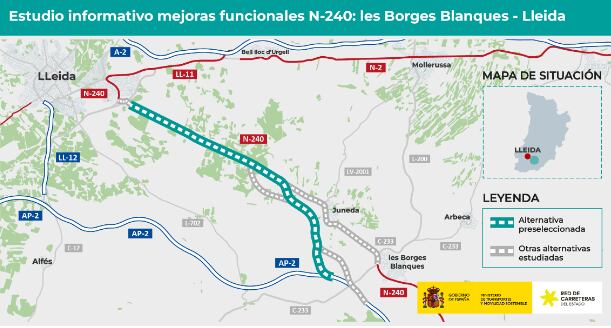 La carretera Lleida-Borges tindrà un nou traçat  en bona part del seu recorregut, d&#039;acord amb la proposta d&#039;estudi informatiu aprovada per Transports.