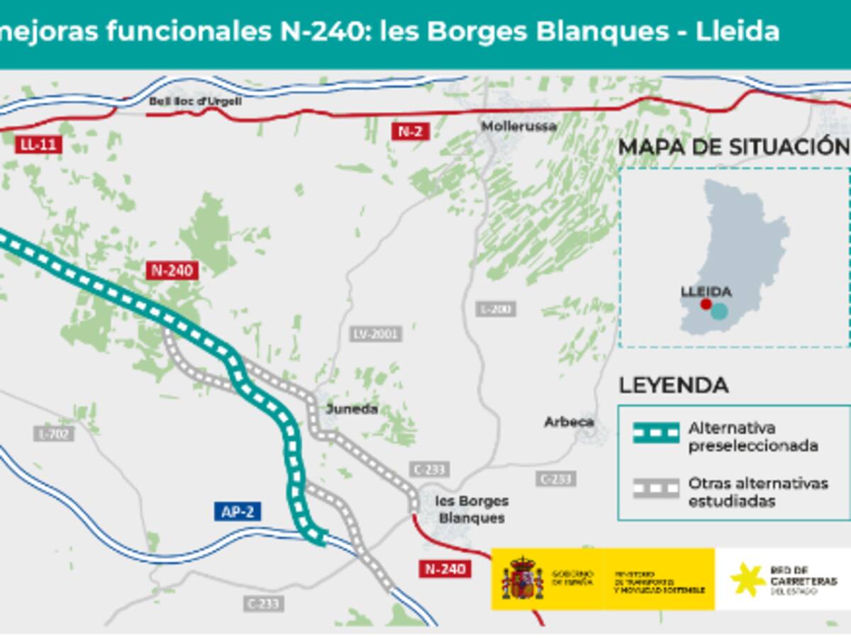 Transports aprova l'estudi informatiu per la millora de la N-240 entre Les Borges i Lleida