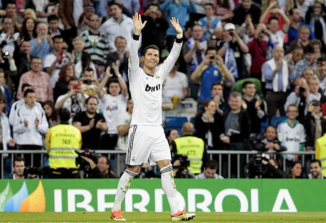 Cristiano Ronaldo celebra su primer gol ante el Valladolid