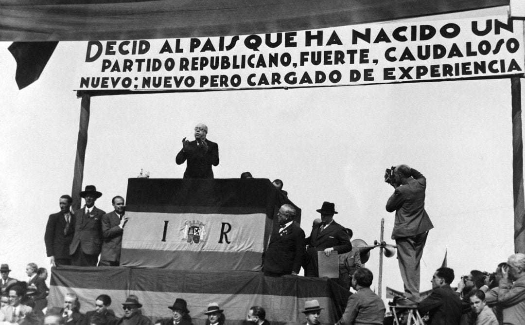 Manuel Azaña durante un acto republicano en Madrid en 1935. 