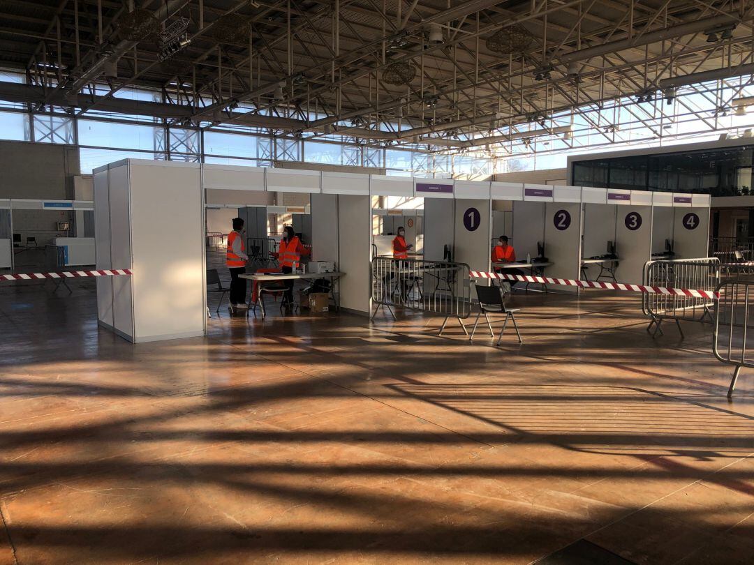 Líneas de vacunación en el Recinto Ferial