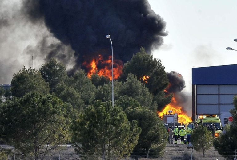 Imagen del accidente del F-16 en la base aérea de Los Llanos