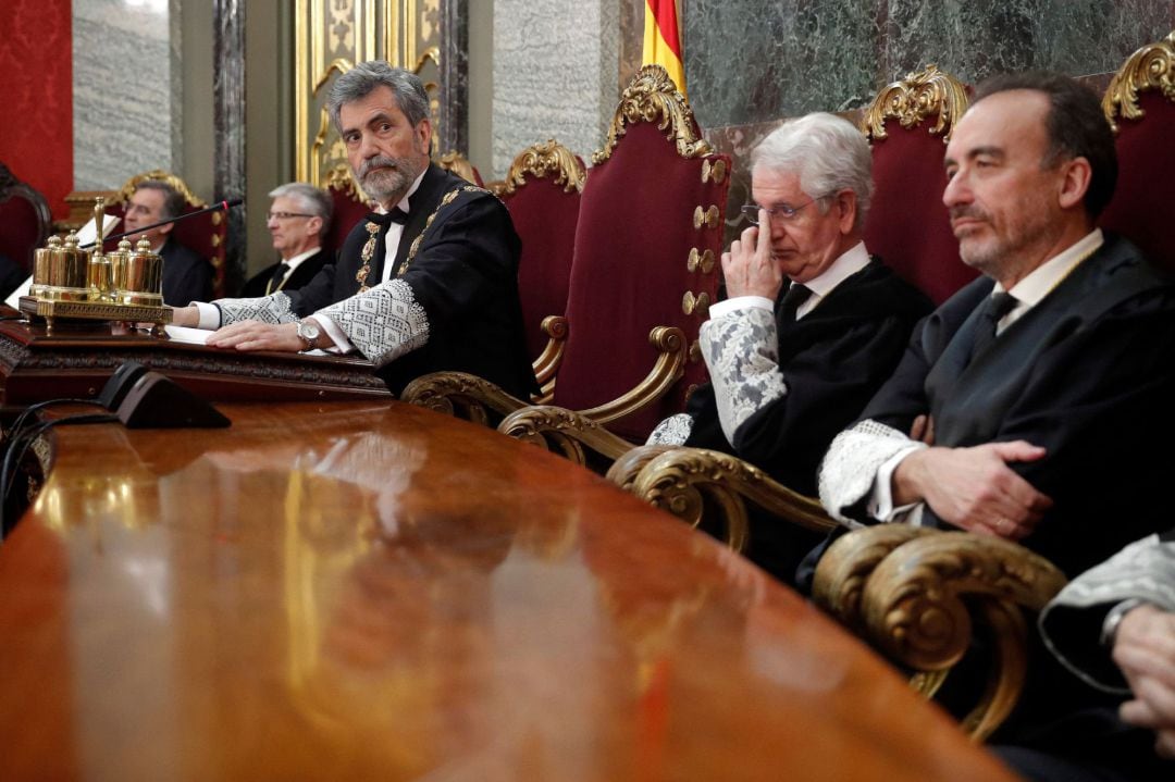 Lesmes en una reciente toma de posesión en compañía de los presidentes de sala