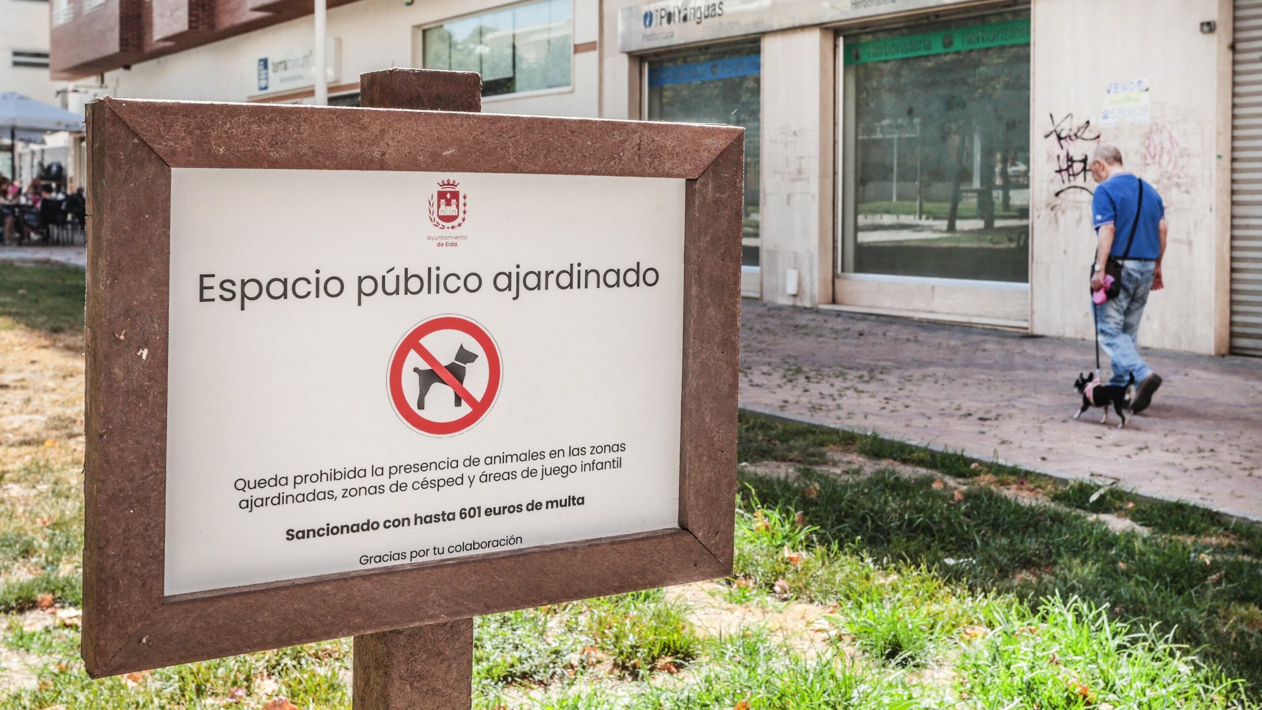 Cartel prohibiendo la entrada de animales en la plaza del Hidalgo Caballero