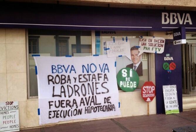 Sucursal de Fuerteventura donde la PAH realiza movilizaciones