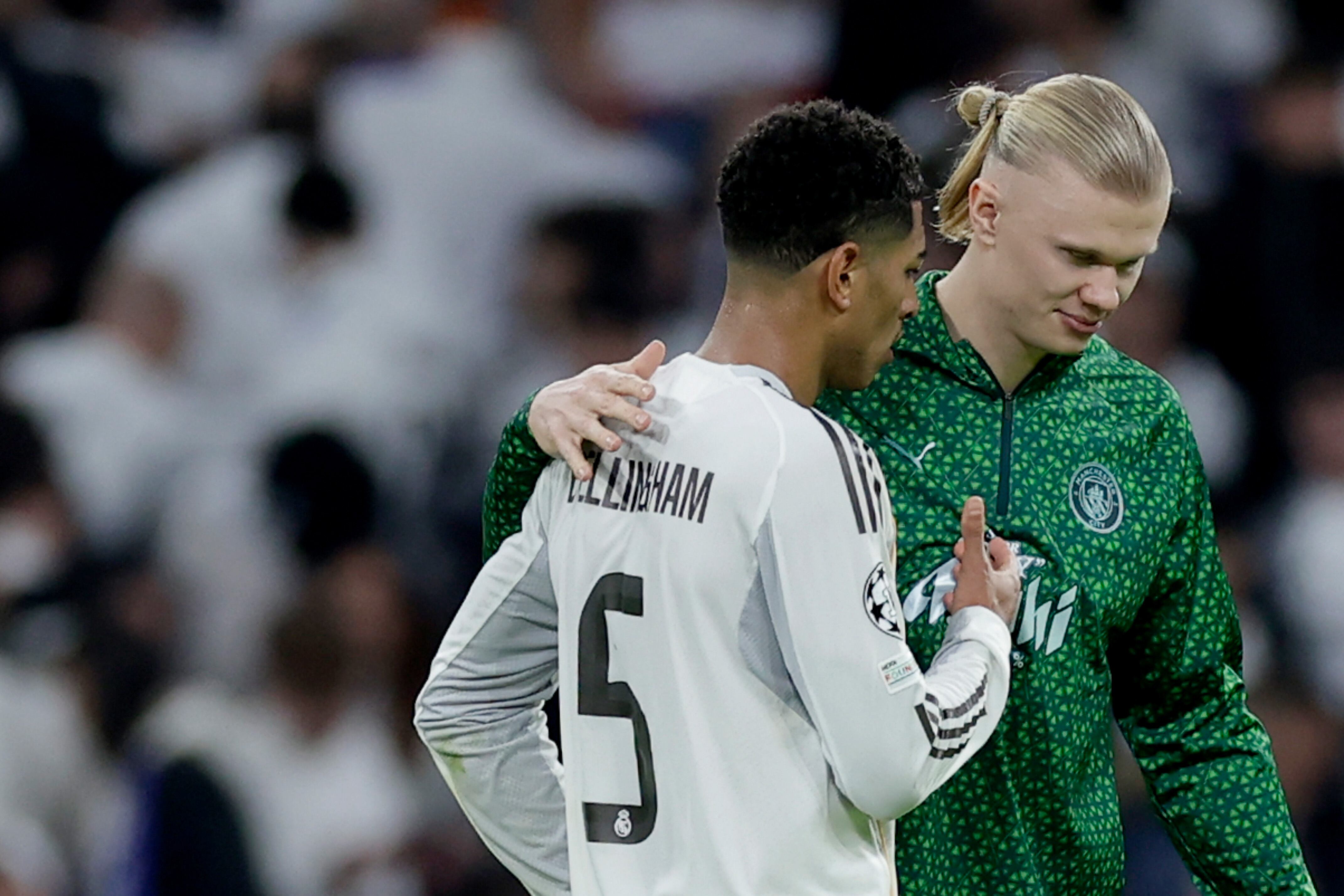 Jude Bellingham y Erling Haaland, durante el último Real Madrid-Manchester City