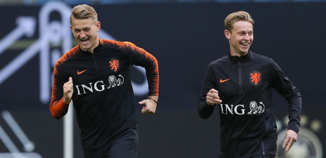 De Ligt y De Jong, durante un entrenamiento con la selección de Holanda