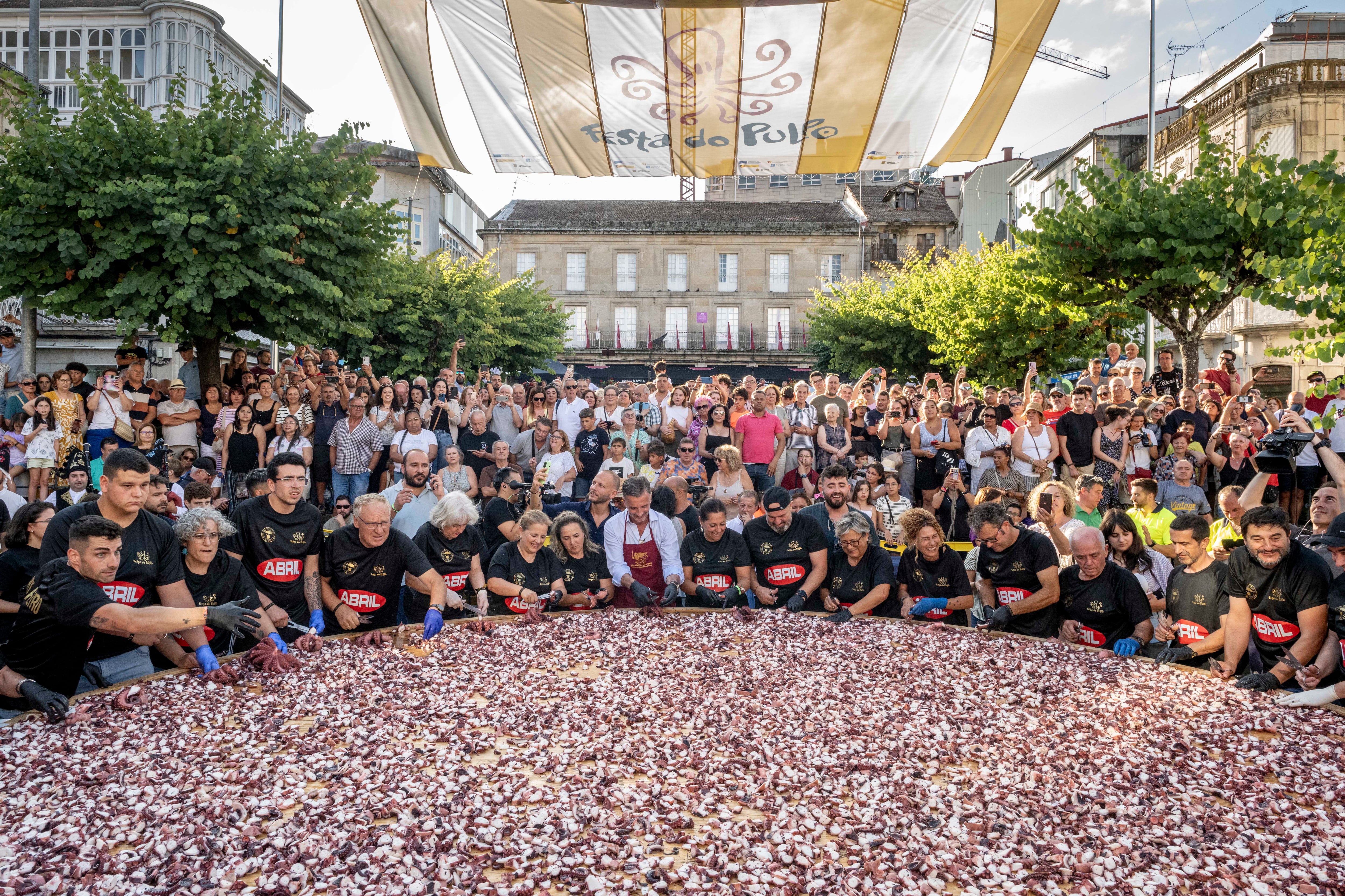 Los pulpeiros de O Carballiño (Ourense) han sido capaces de batir una edición más su propio récord con una tapa &#039;olímpica&#039; de pulpo en la que han empleado cerca de 600 kilos de cefalópodo.