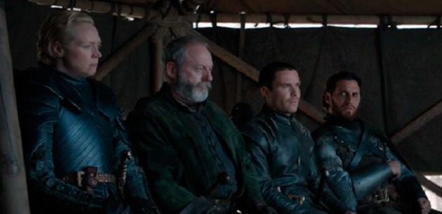 Brienne, Davos, Gendry y Lord Une.