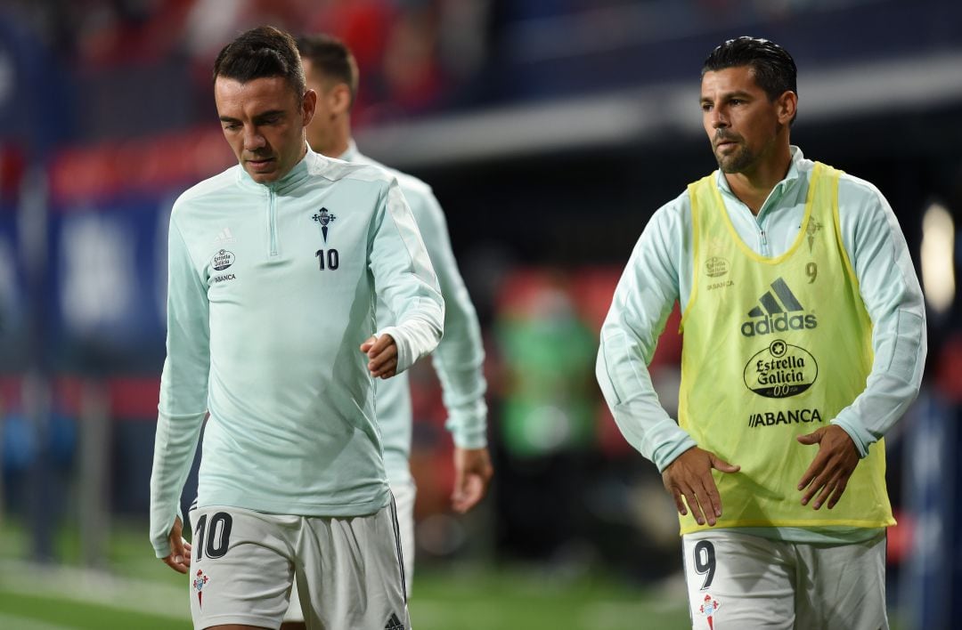 Nolito y Iago Aspas, durante un calentamiento