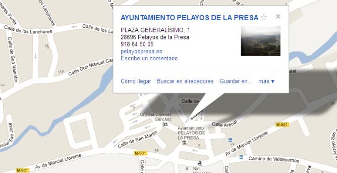 Plano del callejero de Pelayos de la Presa