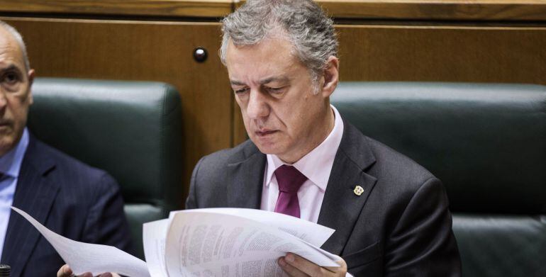 El lehendakari, Iñigo Urkullu, durante un pleno 