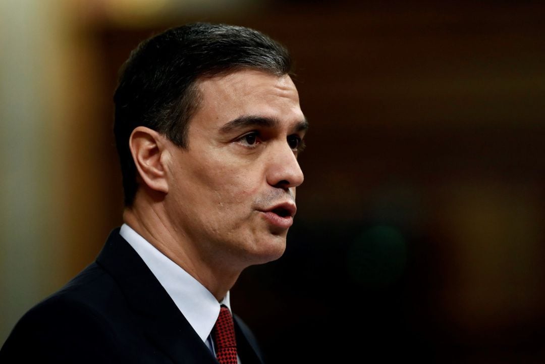 El presidente del Gobierno, Pedro Sánchez, durante el pleno del Congreso que se celebra hoy miércoles en Madrid