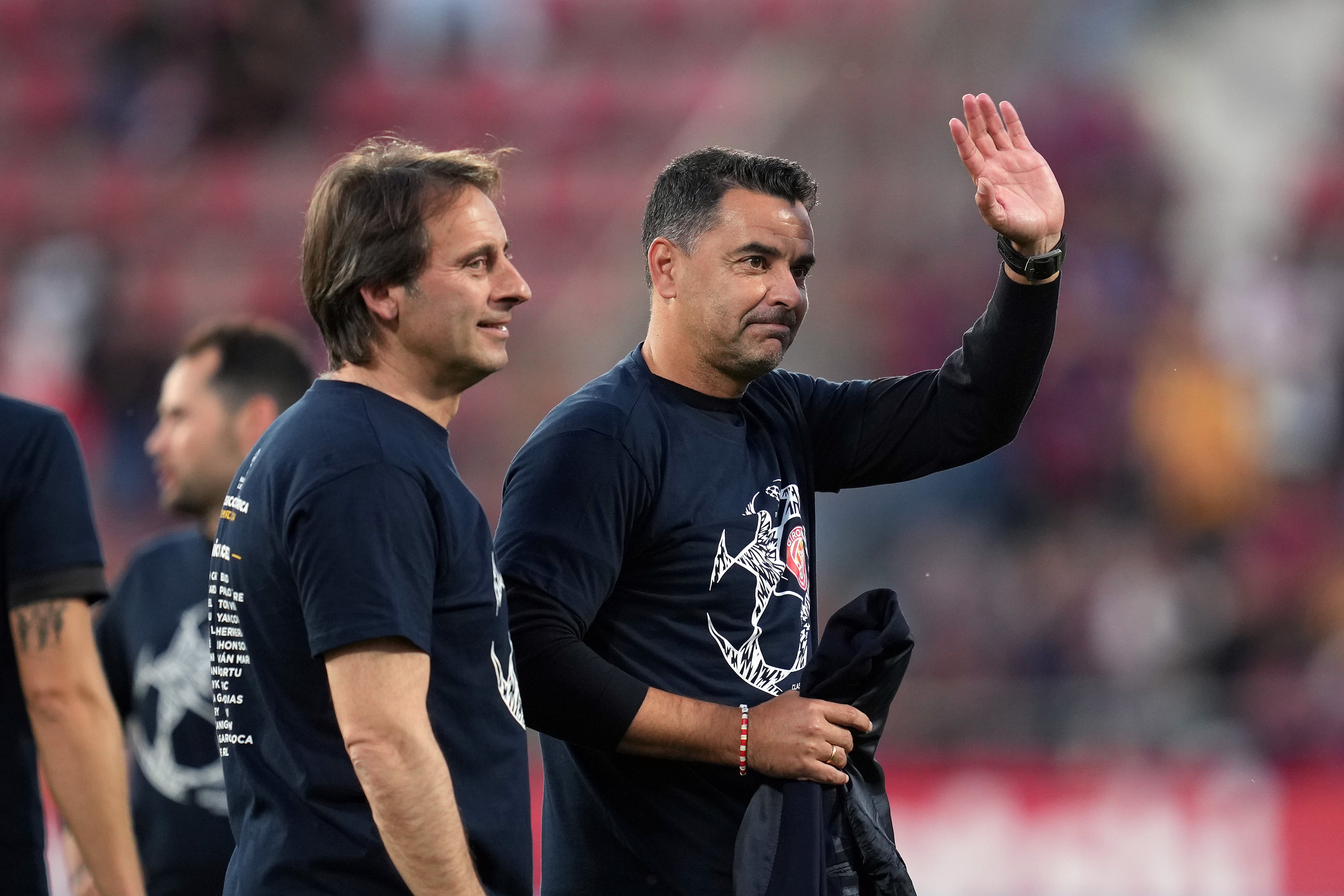 Michel celebra la clasificación para la Champions League.