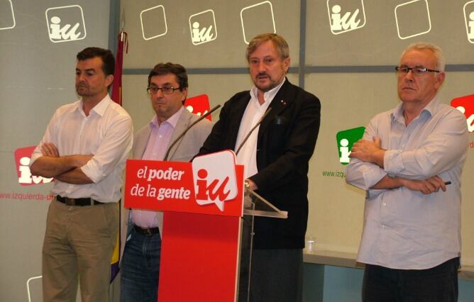 Antonio Maíllo, José Luis Centella, Willy Meyer y Cayo Lara, en la Sede Federal de IU