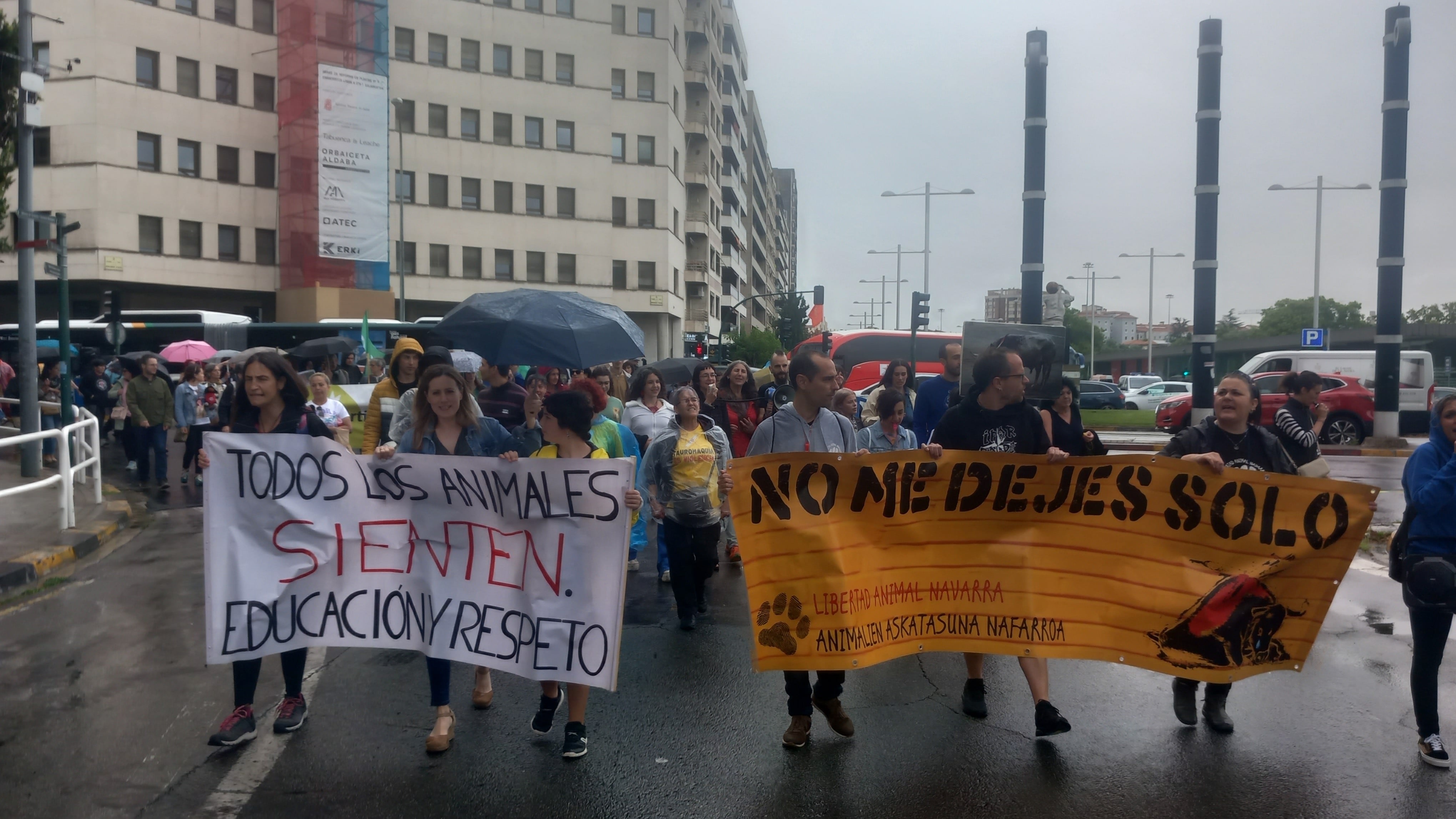 Manifestación antitaurina en Pamplona