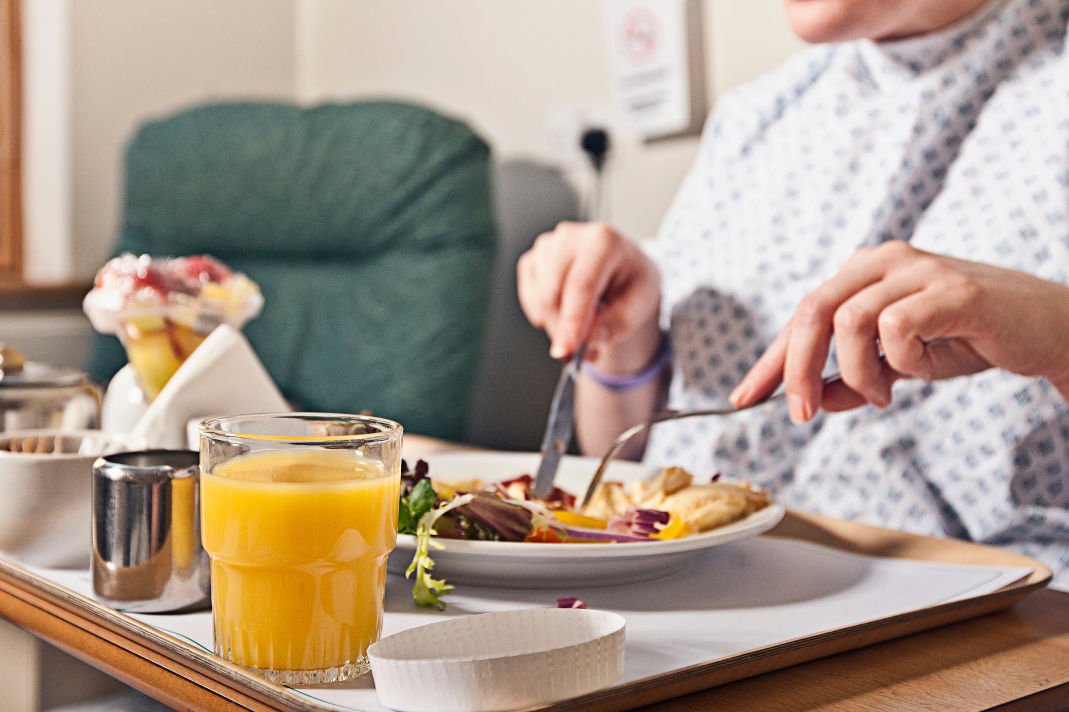 Hospital Patient Eating Dinner