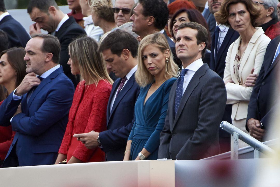 Pablo Casado, durante el desfile militar de la Fiesta Nacional. 